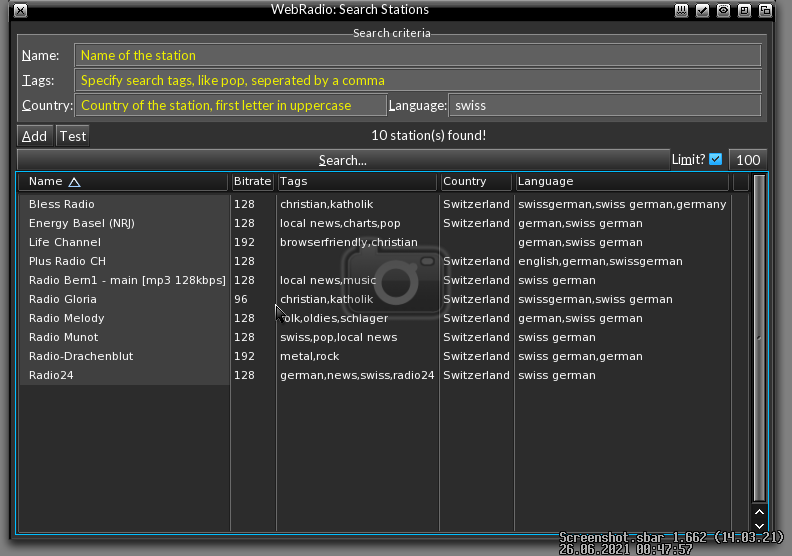 WebRadio SearchStations